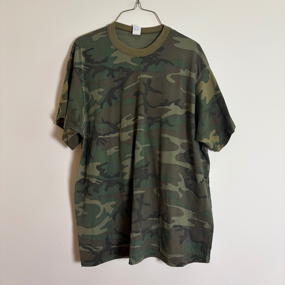 Vintage Woodland Camo T-Shirt XXL Single Stitch Made in USA Green Brown